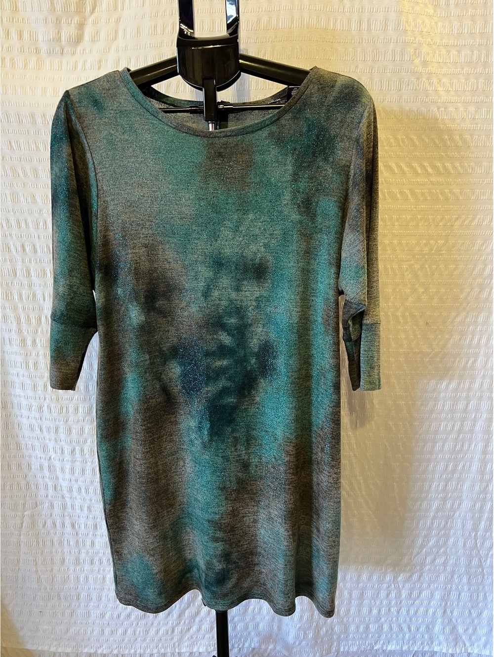 MSK San Francisco Teal Gray Marled Tunic Dress | Shimmer | L/XL